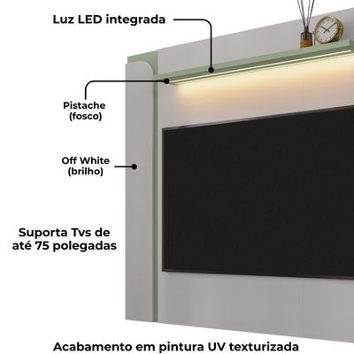 Painel Suspenso TV 75 Polegadas 180 Cm Maresias Bechara Off White Pistache