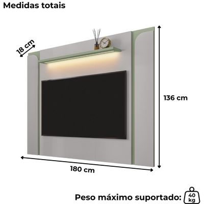 Painel Suspenso TV 75 Polegadas 180 Cm Maresias Bechara Off White Pistache
