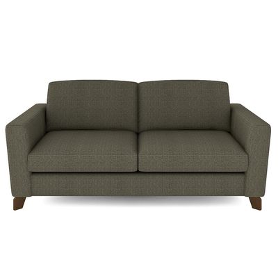 Sofá Sala de Estar Living 3 Lugares 260cm Presley Pés Madeira Linho Cinza G52 - Gran Belo