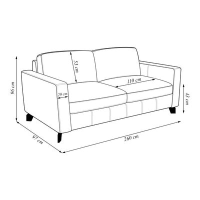Sofá Sala de Estar Living 3 Lugares 260cm Presley Pés Madeira Linho Cinza G52 - Gran Belo
