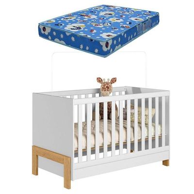 Berço Americano Mini Cama Fantasia 4300 Branco Acetinado Com Colchão Tend Tudo – Qmovi