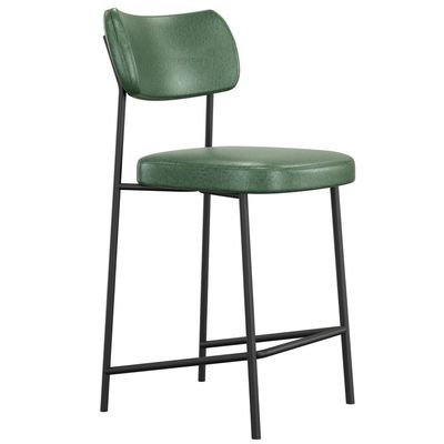 Kit 03 Banquetas Baixa Bar Cozinha Sala De Jantar Preto Melina L02 Couríssimo Verde - Lyam Decor