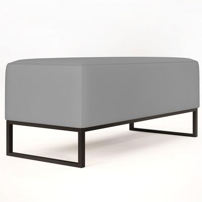 Puff Decorativo Para Sala de Estar Cléo W01 Base de Ferro 90 cm Suede Cinza - Lyam Decor