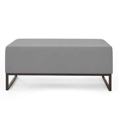 Puff Decorativo Para Sala de Estar Cléo W01 Base de Ferro 90 cm Suede Cinza - Lyam Decor