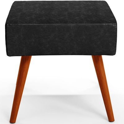 Puff Banqueta Decorativa Com Pés Palito Lívia W01 Couríssimo Preto Brilho - Lyam Decor