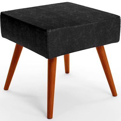 Puff Banqueta Decorativa Com Pés Palito Lívia W01 Couríssimo Preto Brilho - Lyam Decor