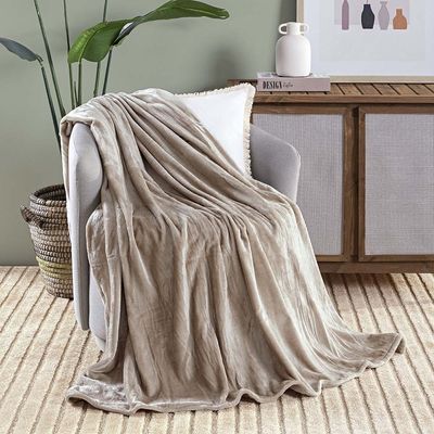 Cobertor Manta Terry Ultrasoft Flannel Queen 2,40m x 2,20m Lisa 01 Peça - Cáqui Sand