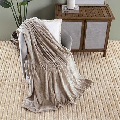 Cobertor Manta Terry Ultrasoft Flannel Queen 2,40m x 2,20m Lisa 01 Peça - Cáqui Sand