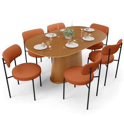 Mesa Para Sala de Jantar Valência com 06 Cadeiras Sala de Jantar Louise L02 Tecido Terracota - Lyam Decor