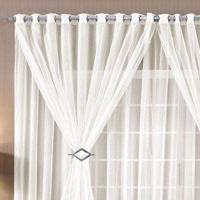 Cortina Paula 4,00m x 2,80m Palha Tecido Voal Leve Clean Para Sala ou Quarto