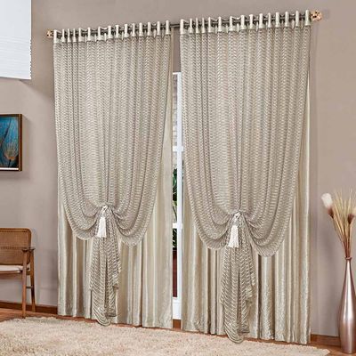Cortina Bali Luxo Cetim Amassado Xale Tela Brilhante 3,00x2,50m Sala Quarto Varão 3M - Bronze