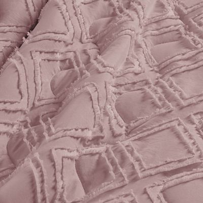 Kit Cobre Leito Colcha Katarine King 03 Peças Dupla Face MicroPercal 300 Fios Detalhado - Rosê