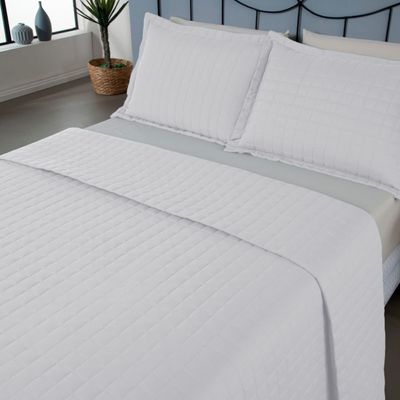 Kit Cobre Leito Colcha Unique Casal King 3 Peças Matelado Percal 300 Fios - Branco