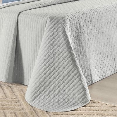 Kit Cobre Leito Colcha Quality King 3 Peças Percale 200 Fios Bordado - Cinza