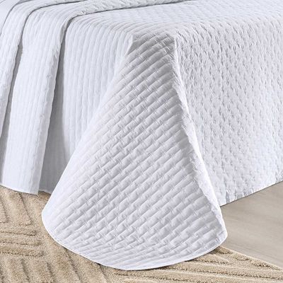 Kit Cobre Leito Colcha Quality King 3 Peças Percale 200 Fios Bordado - Branco