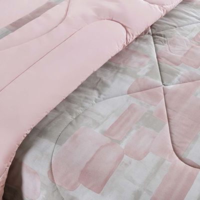 Edredom Maggy Dupla Face King 1 Peça Percale 200 Fios Estampado - Quadri Rosa