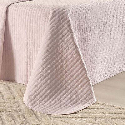 Kit Cobre Leito Colcha Quality King 3 Peças Percale 200 Fios Bordado - Rosa