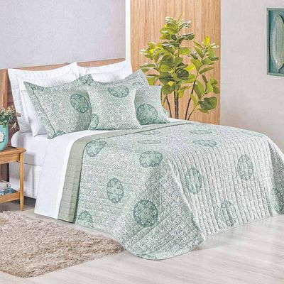 Kit Cobre Leito Colcha Tunes King 3 Peças Estampado 180 Fios - Lotus