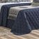 Kit Cobre Leito Colcha Tierry King 5 Peças Hipercal 180 Fios - Azul Marinho
