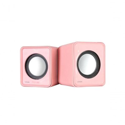 Caixa De Som 2.0 Usb 5v 2x 1w Com Controlador De Volume Rosa - Vs-01r