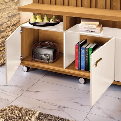 Estante Painel Para 60 Pol Com Led Ian B01 Cinamomo Off White