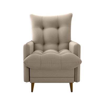 Poltrona De Amamentação Com Puff Montreal Suede Bege Matrix Suede Bege