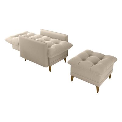 Poltrona De Amamentação Com Puff Montreal Suede Bege Matrix Suede Bege