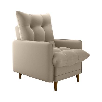 Poltrona De Amamentação Com Puff Montreal Suede Bege Matrix Suede Bege