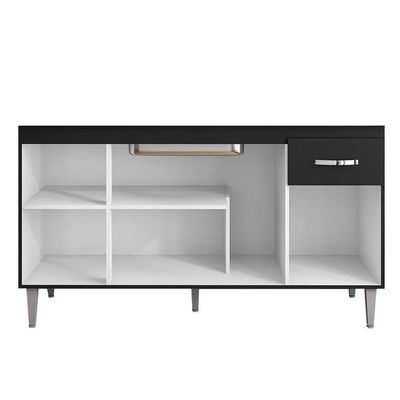 Balcão Cozinha Gabriela 3 Porta 150cm S-t Ajl Preto