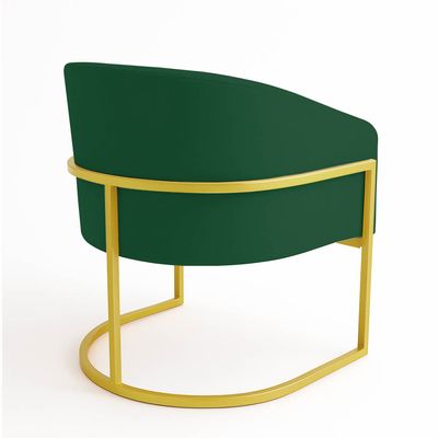 Poltrona Sala Decorativa Industrial Dourada Kit 2 Arielle Veludo Verde D03 - D'Rossi