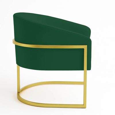 Poltrona Sala Decorativa Industrial Dourada Kit 2 Arielle Veludo Verde D03 - D'Rossi