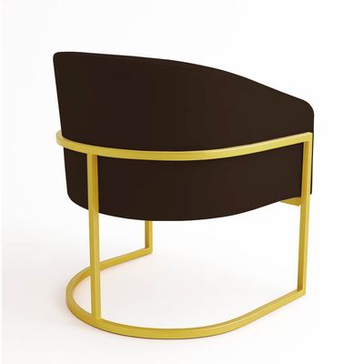 Poltrona Sala Decorativa Industrial Dourada Kit 2 Arielle Suede Marrom D03 - D'Rossi