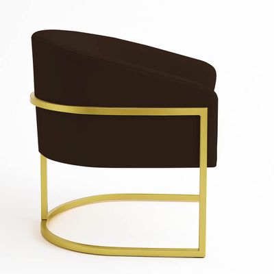 Poltrona Sala Decorativa Industrial Dourada Kit 2 Arielle Suede Marrom D03 - D'Rossi