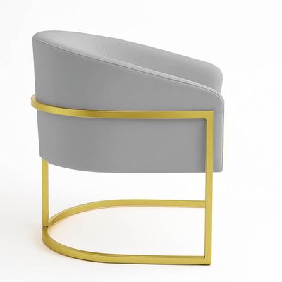 Poltrona Sala Decorativa Industrial Dourada Kit 2 Arielle Suede Cinza D03 - D'Rossi