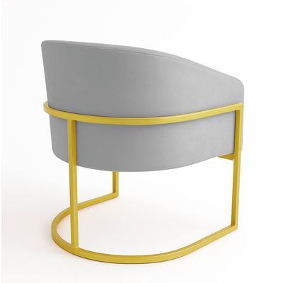 Poltrona Sala Decorativa Industrial Dourada Kit 2 Arielle Suede Cinza D03 - D'Rossi