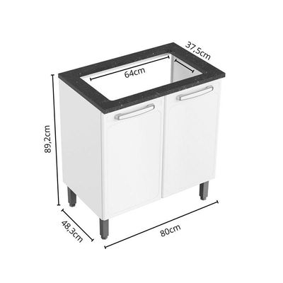 Balcão De Aço Para Cooktop 2portas Branco Evidence Bertolini Branco