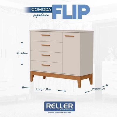 Cômoda Sapateira Infantil Flip Areia Acetinado - Reller