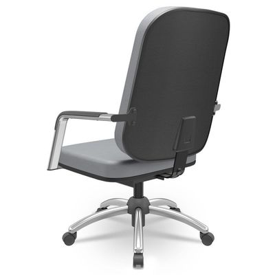 Cadeira De Escritório Giratória Com Braço Cromada Magno P03 Vinil Cinza - Lyam Decor