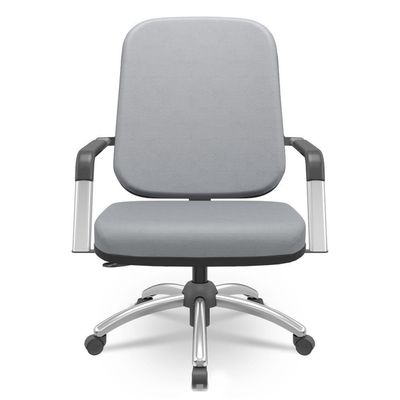 Cadeira De Escritório Giratória Com Braço Cromada Magno P03 Vinil Cinza - Lyam Decor