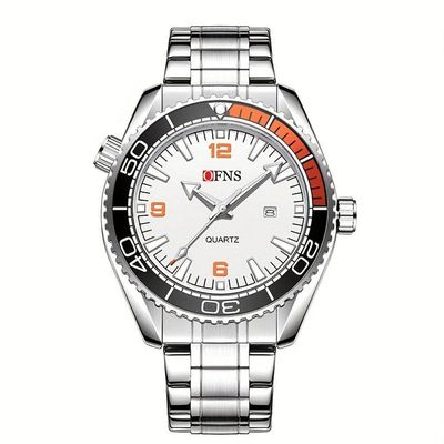 Relógio De Aço Inoxidável Masculino - Design Elegante Para Negócios Branco