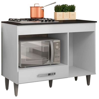 Balcão Cooktop Mdp 100cm Carla 1 Porta Ajl Móveis Branco