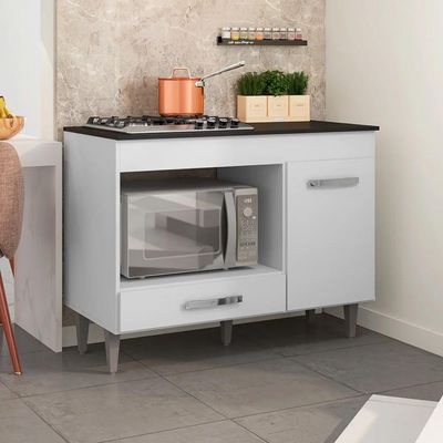 Balcão Cooktop Mdp 100cm Carla 1 Porta Ajl Móveis Branco