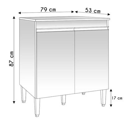 Balcão Cooktop 80cm Andréia 1 Porta Ajl Móveis Branco