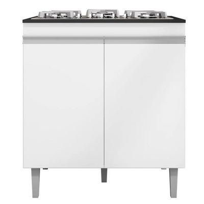 Balcão Cooktop 80cm Andréia 1 Porta Ajl Móveis Branco