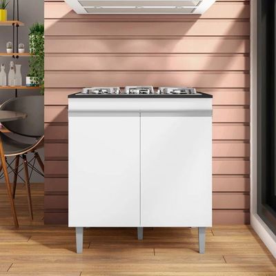 Balcão Cooktop 80cm Andréia 1 Porta Ajl Móveis Branco