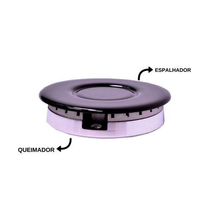 Kit Espalhador + Queimador Grande Para Cooktop - Sabaf Preto Com Alumínio