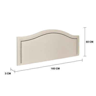 Cabeceira Queen Curva Luxo 160x60 Suede Off White - Tachas Fumê