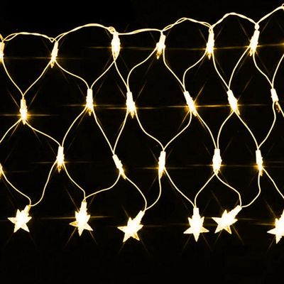 Pisca De Led Rede Com Estrela Na Ponta 120l 3,5x0,5m 8 Modos 110v Cores Amarelo