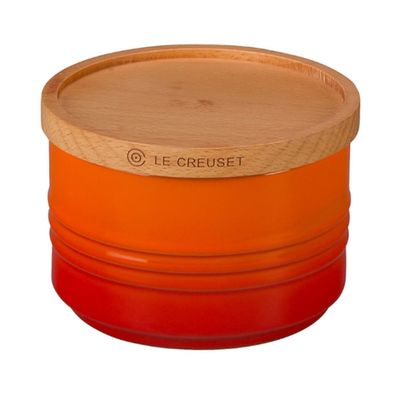 POTE LE CREUSET EM CERÂMICA COM TAMPA DE MADEIRA 220ML LARANJA 91044400090000