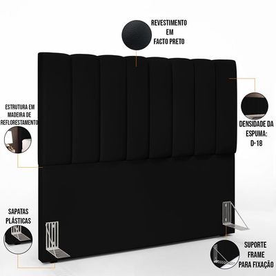Cabeceira Cama Box Casal 140 cm Dália W01 Facto Preto - Lyam Decor